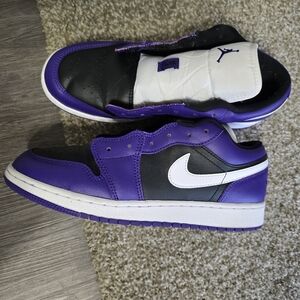 NIKE Low Air Jordans Black and Purple